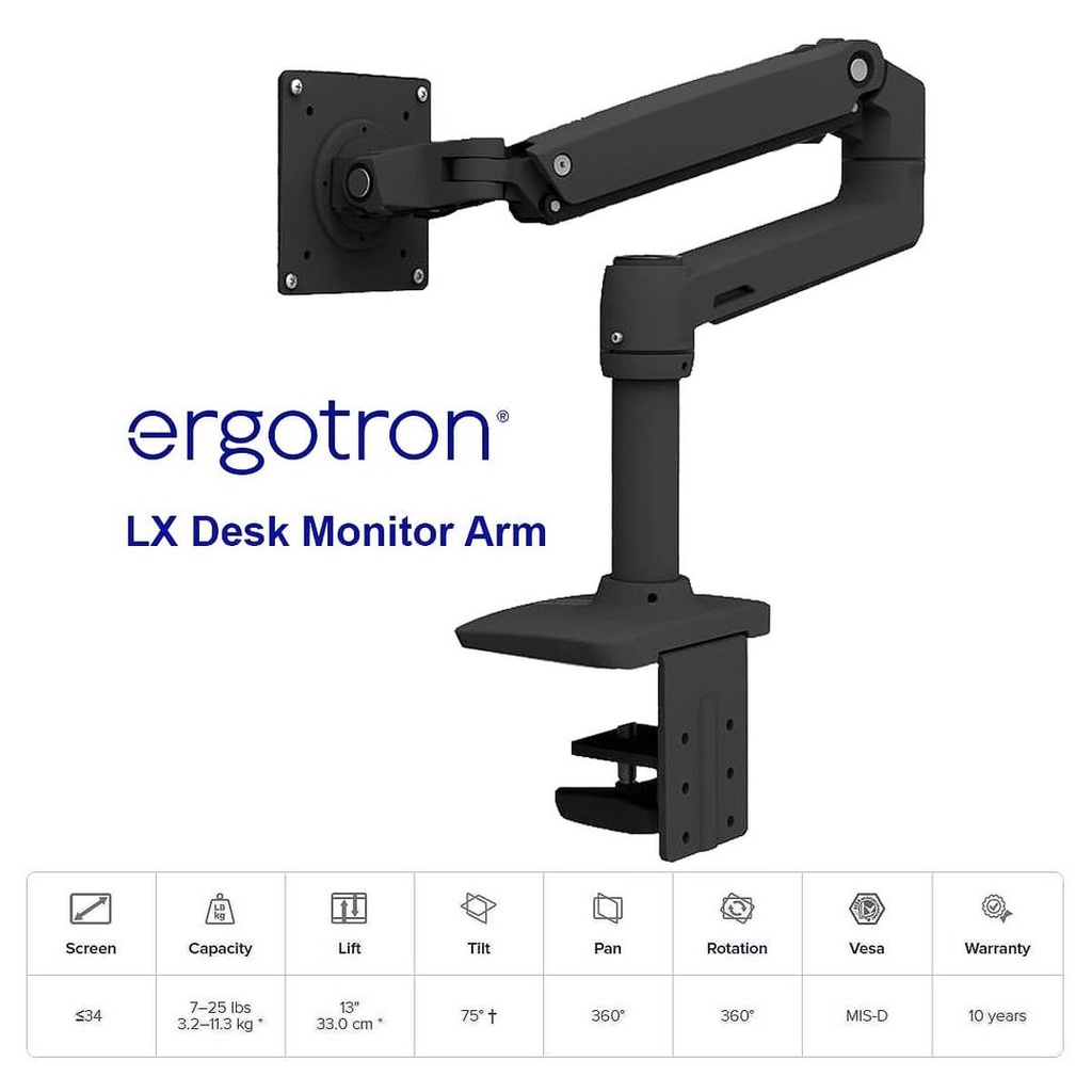 ergotron LX Desk Monitor Arm 黒 LX Desk Monitor Arm - Wacom Canada